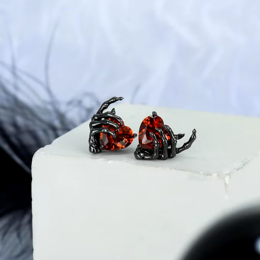 Ghost Hand Heart Earrings