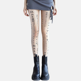 Sheer Letter Print Tights