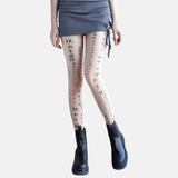 Sheer Letter Print Tights
