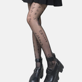 Sheer Letter Print Tights