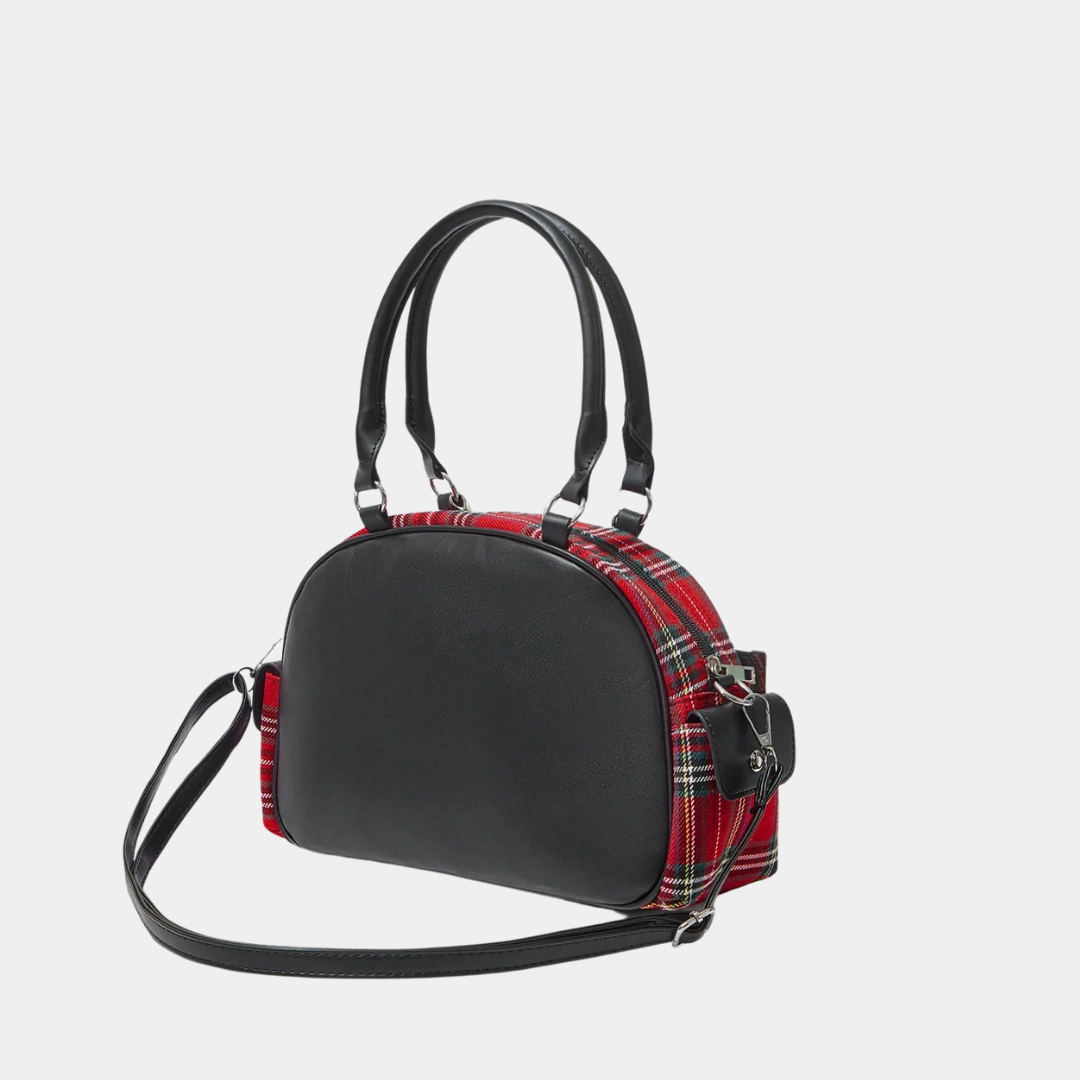 Plaid Handbag with Chains