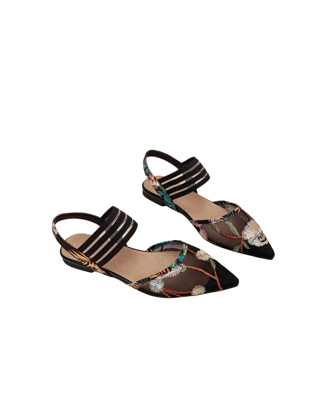 Embroidered Mesh Flats