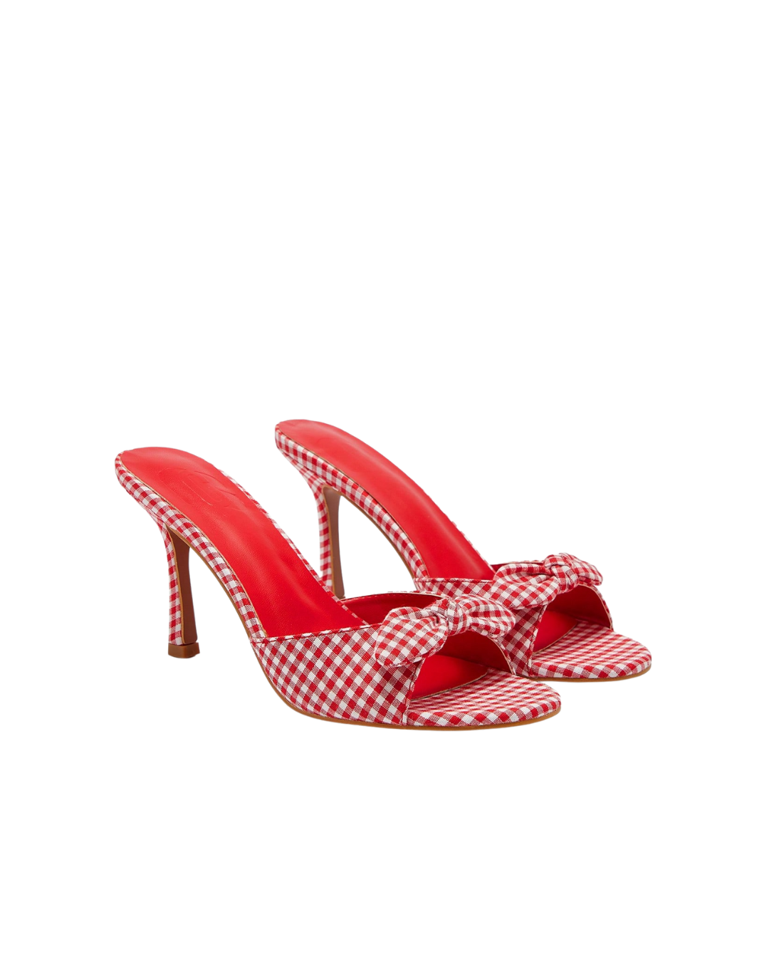 Gingham Bow Heeled Mules