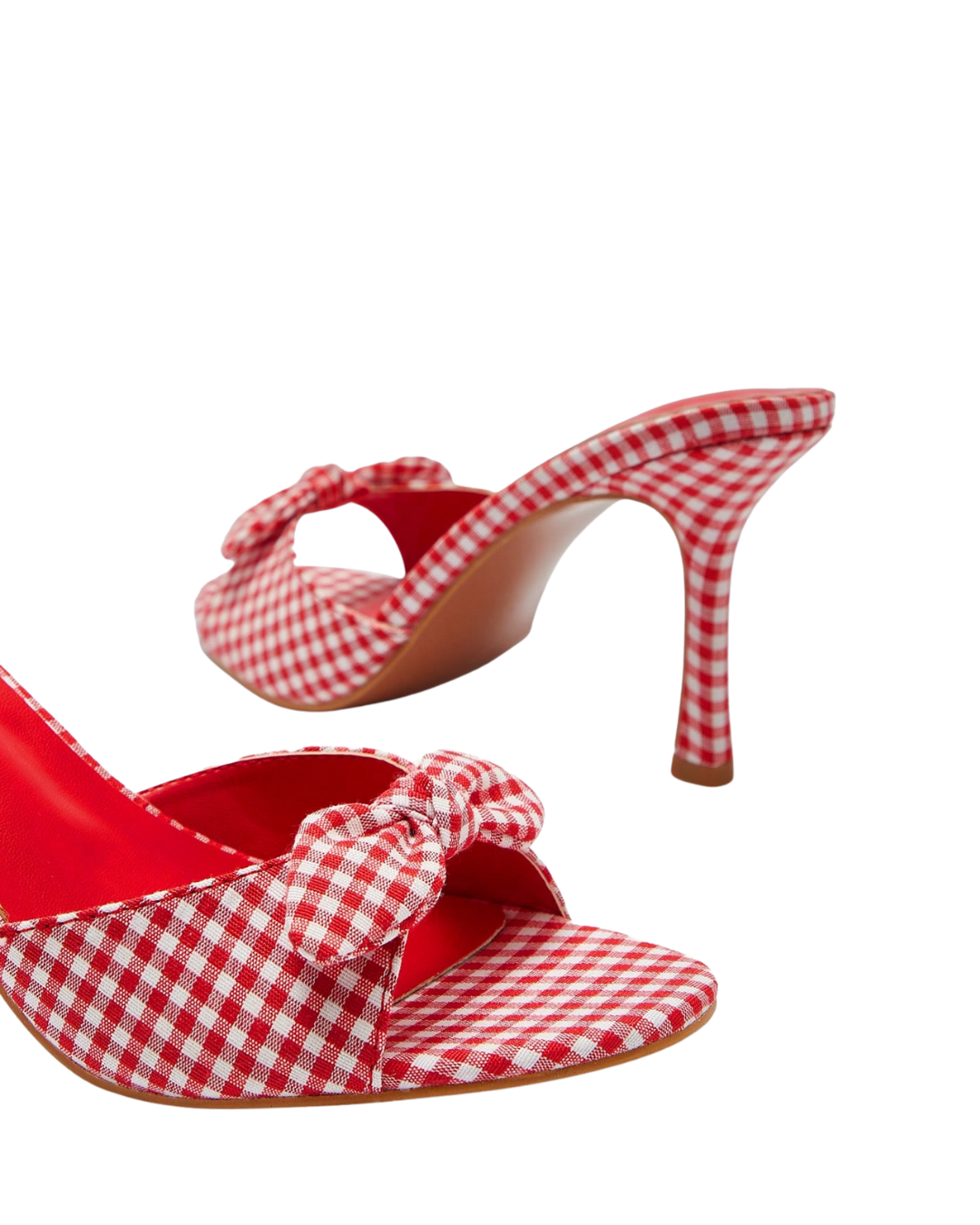 Gingham Bow Heeled Mules