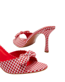 Gingham Bow Heeled Mules