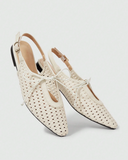 Cream Pointed Flats