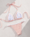 Pastel Lace Trim Bikini