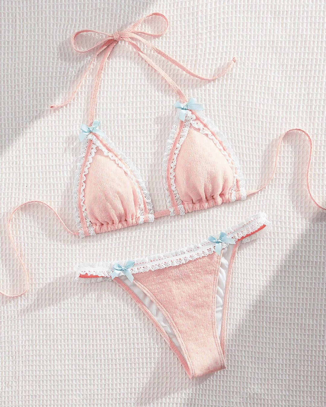 Pastel Lace Trim Bikini