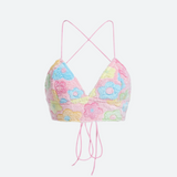 Floral backless top.