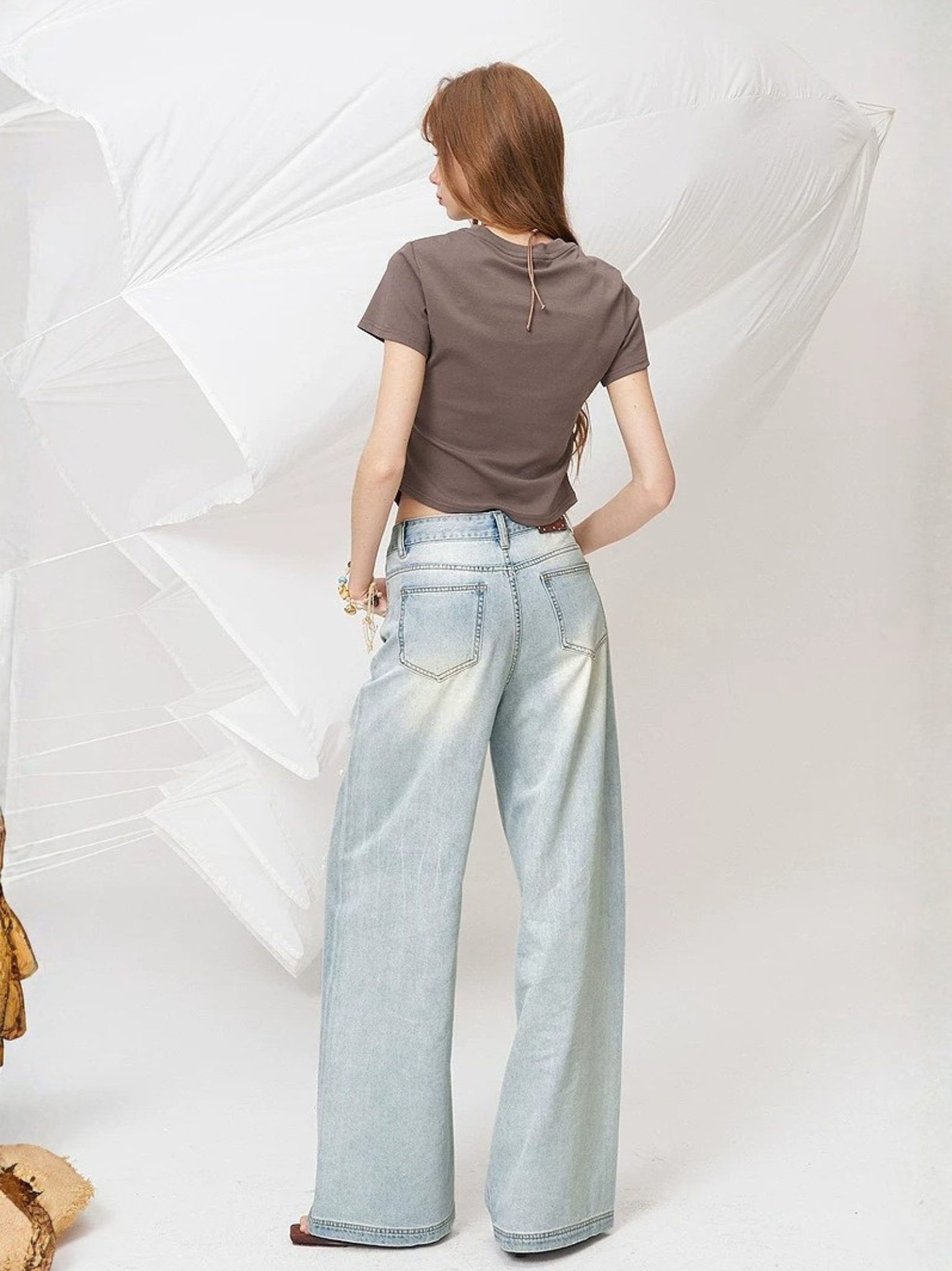 Pearl Distressed Wide-Leg Jeans