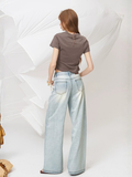 Pearl Distressed Wide-Leg Jeans