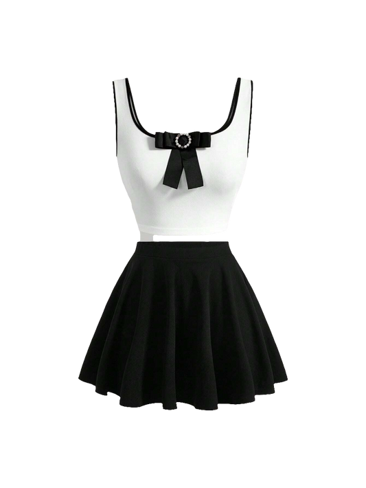 Bow Top & Flare Skirt