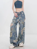 Floral Wide-Leg Jeans