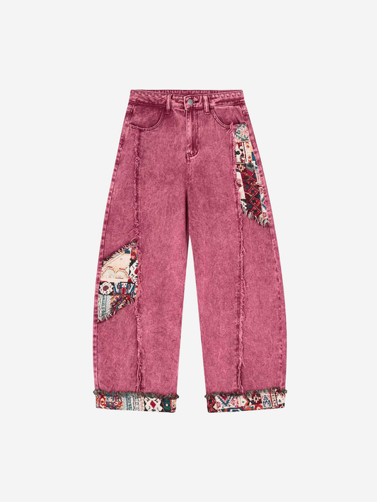 Patchwork Wide Leg Jeans