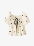 Bow Puff Sleeve Blouse