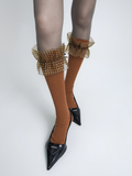 Lace Ribbon Plaid Knit Socks
