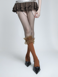 Lace Ribbon Plaid Knit Socks