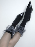 Lace Ribbon Plaid Knit Socks